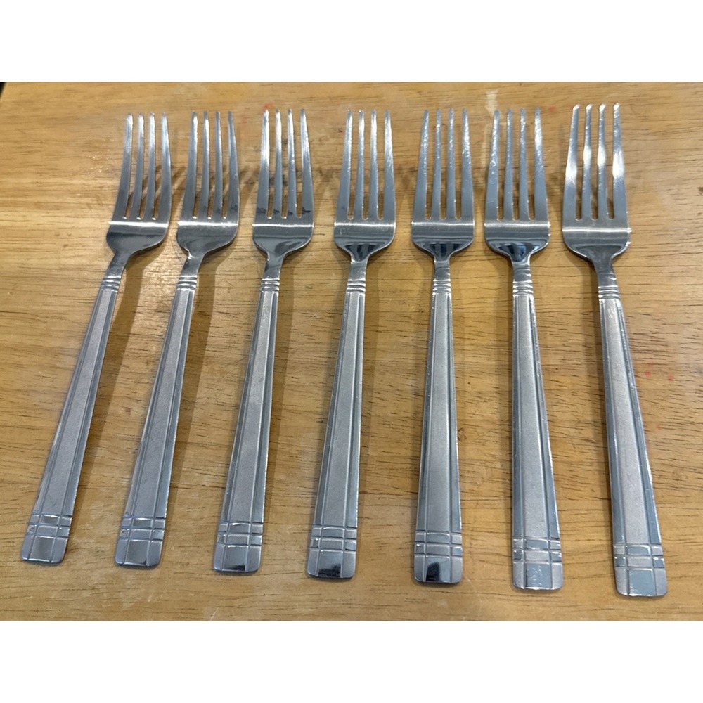 Cambridge Axis Sand Frosted Set Of 7 Salad Forks Fork Stainless Silverware